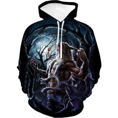 Spring Autumn Space Galaxy Wolf Hoodie 3D Printed Oversized Hoodie Men Women Fashion Spring Autumn Pullovers Hooded Sweatshirts