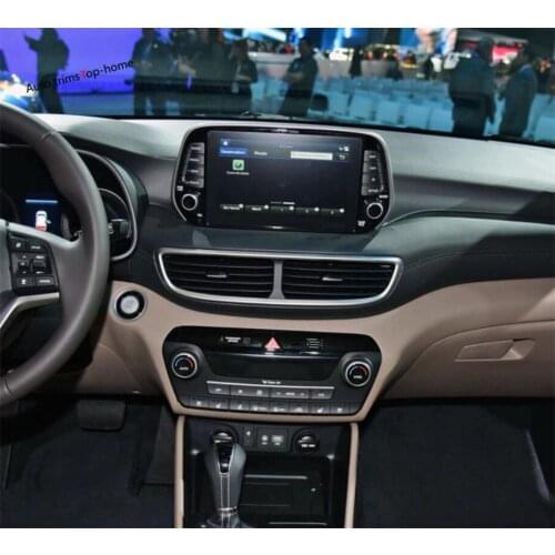 Yimaautotrims Center Air Conditioning Outlet Vent Frame Cover Trim Kit Fit For Hyundai Tucson 2019 2020 ABS Interior Mouldings