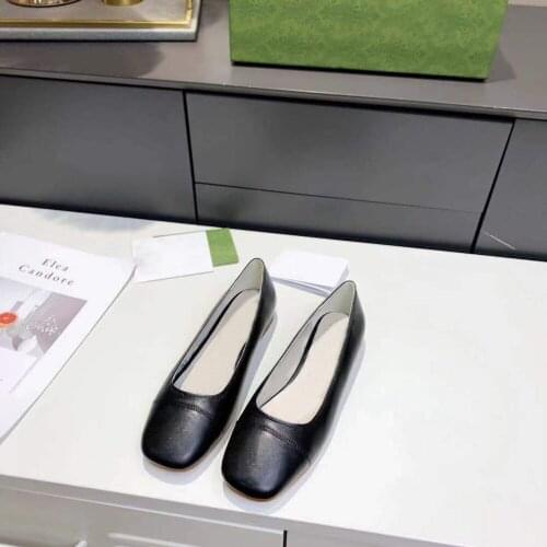 Hot Sell Womens Shoes Soft Genuine Leather Casual Shoes Luxury Brands Comfortable Ballet Shoes Spring/Autumn Square Toe Shoes