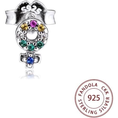 Authentic 925 Sterling Silver Earring My Girl Pride Single Stud Earrings for Women Fashion Jewelry pendientes brincos