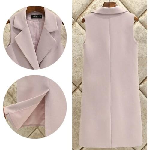 High quality vest female long section spring and autumn new slim vest vest wild sleeveless slim suit jacket plaid vest