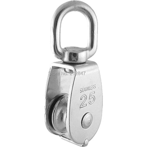 0.025 Ton Silver Tone Single Wheel Swivel Rope Pulley