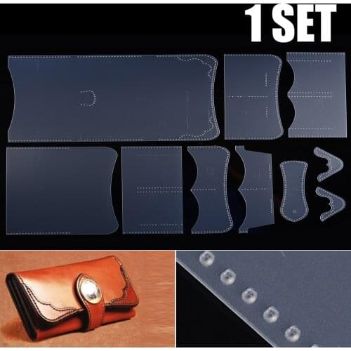 1 set PVC DIY Women Wallet Leather Stencil Sewing Pattern Leather Craft Template Home Handwork Template Handcrafting Set