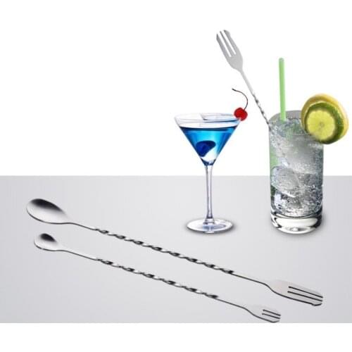 1pc 26/32cm Cocktail Pick Swizzle Sticks Stirrer Bar Spoon Mixing Fork Drink Muddlers Bartender Kitchen Tools Bar
