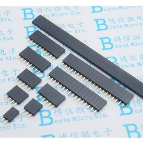 10pcs x Pitch 2.54mm Pin Stright Female Single Row Pin Header Strip PCB Connector 2/3/4/5/6/7/8/9/10/11/12/13/14/15/16/20/40 Pin