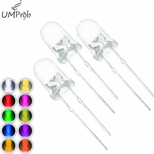 100Pcs/Lot 10 Colors 5MM LED Round Light Diode Green/Yellow/Blue/White/Red/Warm White/Orange/Purple/Pink/Yellow Green LED Kit