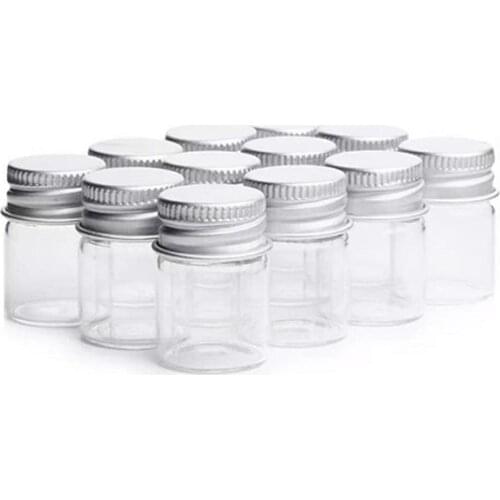 12Pcs Glass Bottles 5ML Jar With Aluminum Cover Shisha Tobacco Herb Storage Box Case Smoking Cigarette Accessories Kitchen Jars