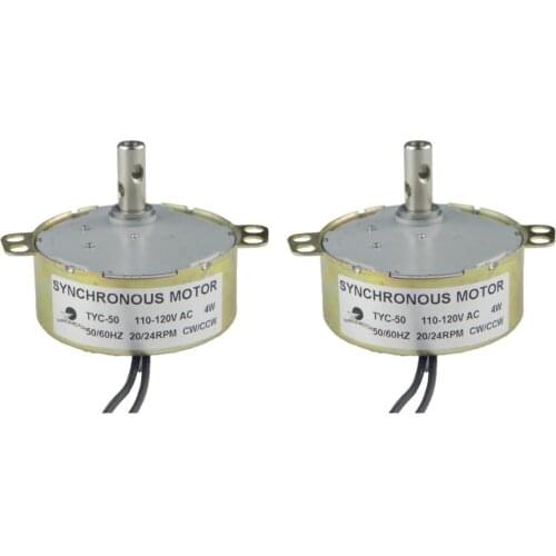 CHANCS TYC-50 110V AC 20-24RPM CW/CCW Synchron Motor Slow Speed Electric Motor Reduction Gear Motor 2PCS for Electric Fireplace