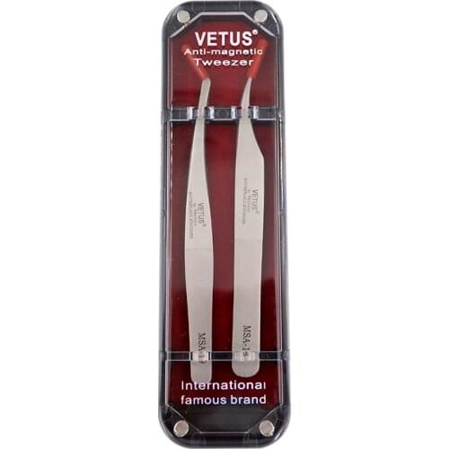 2021 vetus 2pcs tweezers set Ultra Rigidity Curved Tweezers Of Dolphin Design Fine Point Anti-Static Stainless Steel Tweezers