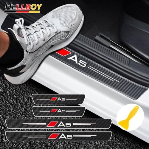 4PCS Carbon Fiber Car Body Door Sill Protector Decals Stickers For AUDI A5 8T S5 B8 V6 V8 A4 S4 Sline TT Q3 Q5 Q7 Accessories