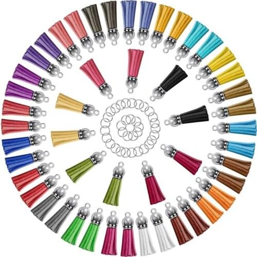 50pcs Velvet Tassel Pendants Jewelry Faux Suede Tassel with Caps for Keychain Straps DIY Accessories