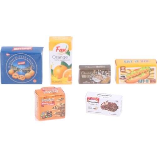 6Pcs/Set Food And Beverage Case Miniature Accessories Dollhouse Miniature Food And Beverage Case Box Model Toys