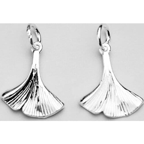 925 Sterling Silver Pretty Ginkgo Leaf Dangle Charms DIY Jewelry Making Accessories Craftwork Silver Leaves Pendant Women Men