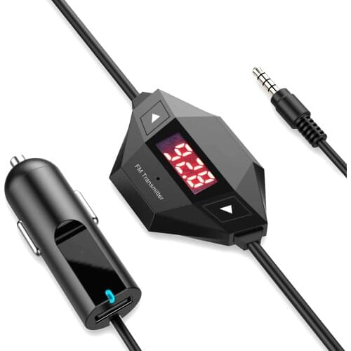 Car Wireless FM Transmitter with 5V 2.1A USB Port for Smart Phones Tablet with 3.5mm Audio Jack Car Electronics Accessories