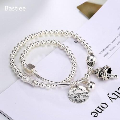 Bastiee 925 Sterling Silver Bracelet For Women s925 Beads Bracelets Hmong Handmade Jewelry Luxury Kitty Jewellery