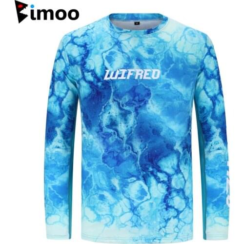 Bimoo UPF 50+ Men’s Camo Long Sleeve Vented Fishing Shirt Quick Dry Sweatshirts Mens Fishing Shirts Outdoor Tee Blue Black