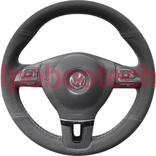 5D Carbon Fiber&Hole Leather Steering Wheel Hand Sewing Wrap Cover Fit For Volkswagen VW Gol Tiguan Passat B7 CC Touran