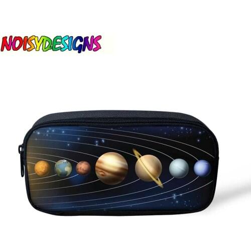 NOISYDESIGNS Children Pencil Box Pencilcase Universe Space Solar Designs Pencil Case for Boys School Supplies Zipper Makeup Bag