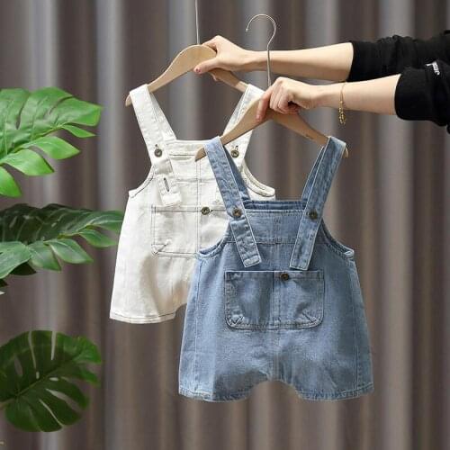 Boys and girls denim overalls 2021 new summer baby Korean style childrens suspenders P4428