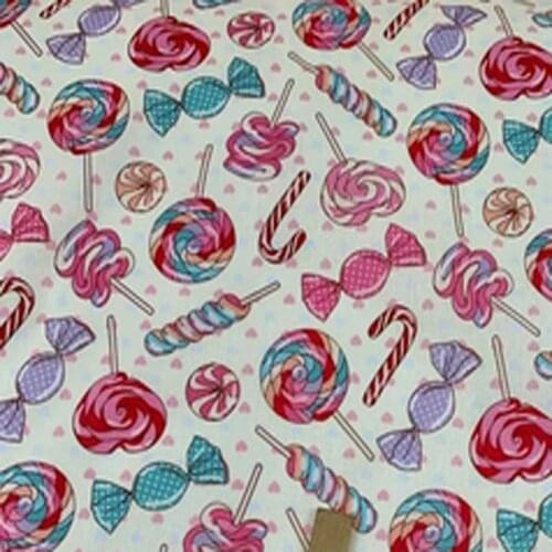 Brand New Sweet Candy Lollipop Printed Cotton Fabric 50x105cm Design 018 Fabric Patchwork for Cloth Dress Party Home Decor