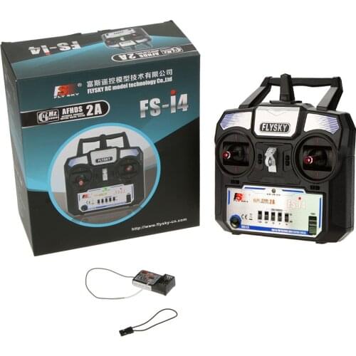 Flysky Radio Transmitter FS-i4 AFHDS 2A 2.4GHz 4CH Radio System RC Controller for RC Helicopter Glider with FS-A6 Receiver