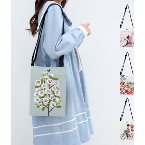 Flower Trees Wishing Girl Print Ladies Crossbody Shoulder Bag Mini Messenger Bags Women Handbags Purse Travel Satchel Bookbags