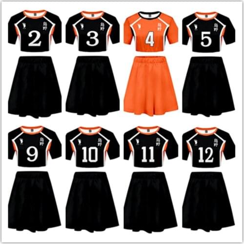 Haikyuu Karasuno High Tadashi Yamaguchi Hinata Shoyo Cosplay Costume Women Girls Jersey Sports Wear Uniform Two Piece Sets