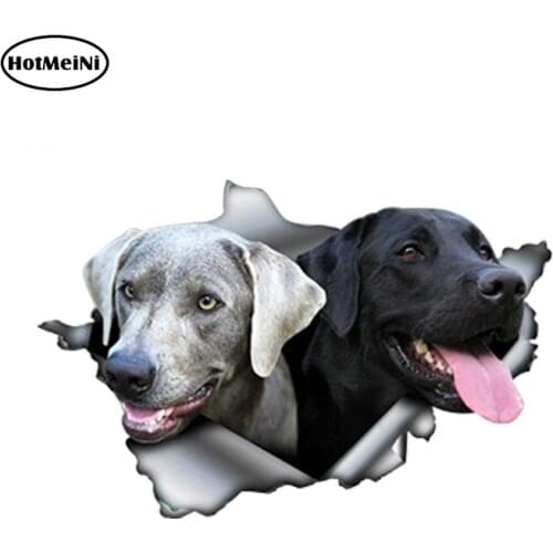HotMeiNi 13cm x 8.6cm Brown and Silver Labs Car Sticker Torn Metal Decal Motorcycle Tuning Decor Labrador Sticker Pet Decals