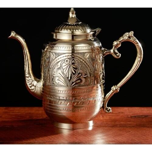 Indian handmade pure copper teapot household tea set tableware copper element thickening health tea water pot 0.8L