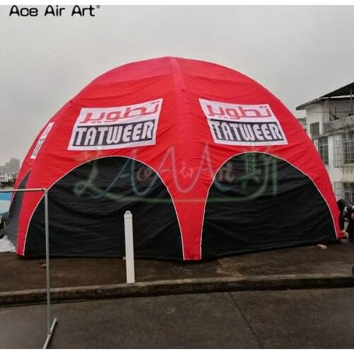 Custom 10m diameter with 8 legs fully coverd red inflatable spider tent with black door curtain for advertising