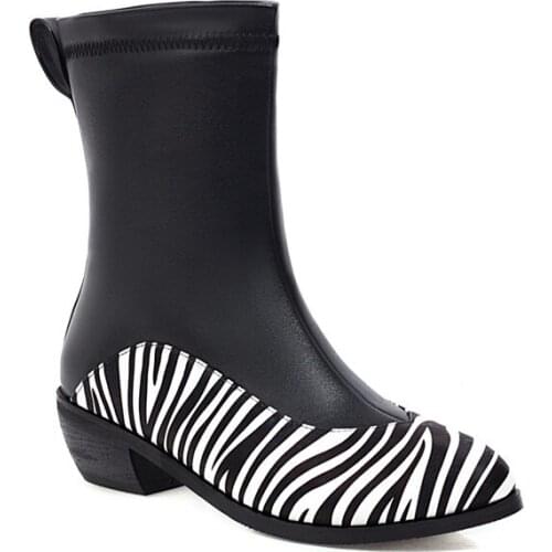 Classic Ankle Boots For Women Autumn Winter Snow Boots Women Thick Heels Ladies Shoes Woman Black White Short Boots Casual