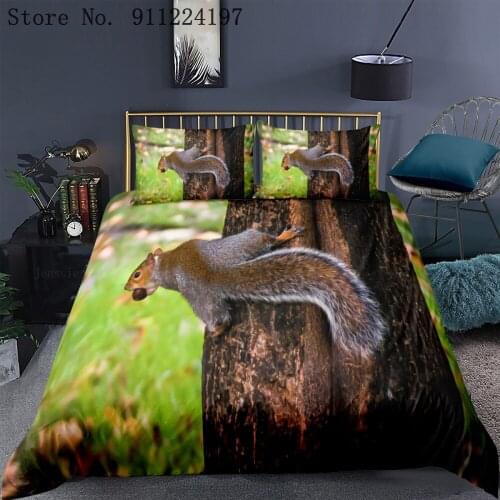 Comforter Bedding Set Twin/Full Queen/King 240x220cm Animal Squirrel Duvet Cover Set Kids Adult Quilt Cover Microfiber Bed Linen