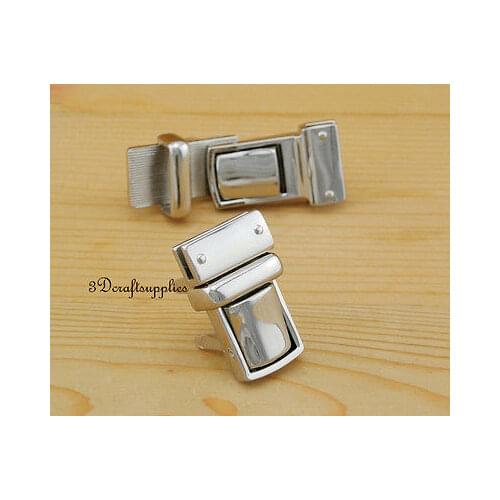 Purse lock wallet Thumb latch tongue clasp silver 7/8 inch x 1 1/2 inch N14