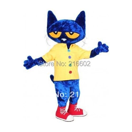 Cosplay costumes Pete Cat Mascot Costume Adult Size Cartoon Character Mascot free shipping