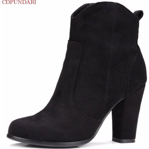 Western Cowboy Boots For Women Ankle Boots High Heels Boots Shoes Ladies Autumn Winter Short Boots Bottines Femme