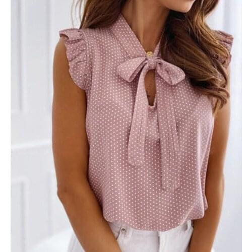 Summer Sweet Blouse Small Fresh Bowknot Blouses Women Elegant Office Lady Tops Women Vintage Blouses Woman Clothing