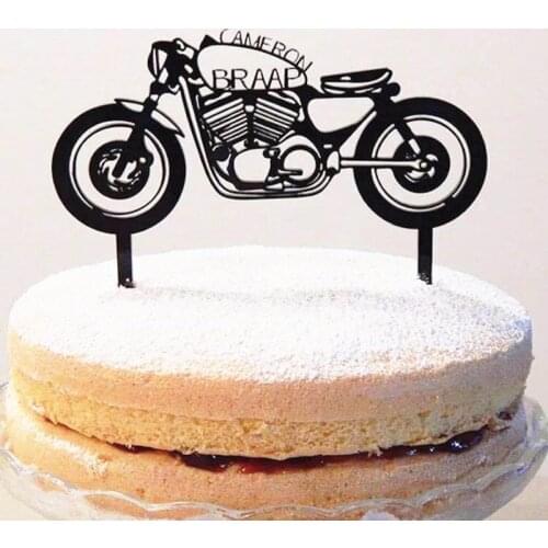 Locomotive boy Birthday Cake Topper Acrylic motorcycle Happy Birthday Cupcake Toppers Decor Locomotive Party Favorite Cake Flags