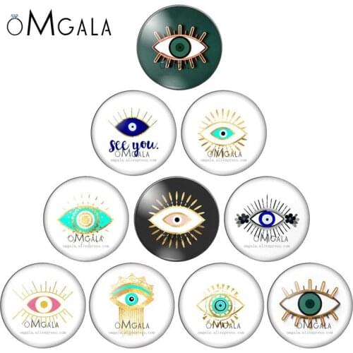 Fashion Blue Evil Eyes Art Paintings 12mm/14mm/18mm/20mm/25mm Round photo demo glass cabochon flat back Making findings