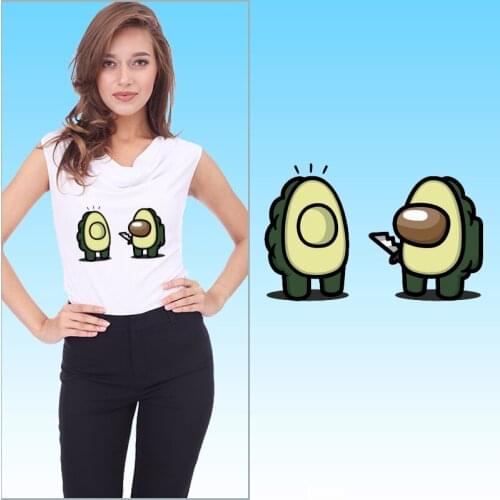 Fresh fruit Avocado Green Thermal Stickers Washable Ironing stickers Heat Transfer PVC Patch Vinyl Sticker For Clothes