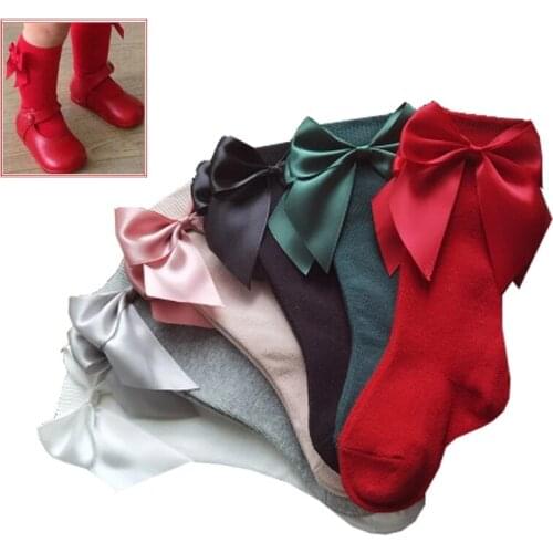 Newborn baby girls socks New Kids Socks Toddlers Girls Big Bow Knee High Long Soft Cotton Lace baby Socks Children Socks 0-3Y