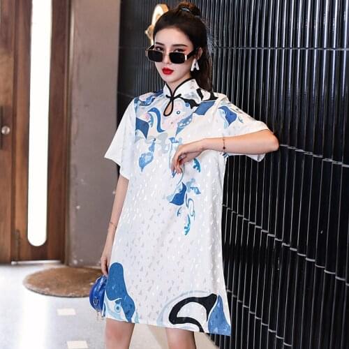 Cheongsam New Summer Fashion Improved Edition Young Girls Modern Chinese Style Dress Bone Erosion Short