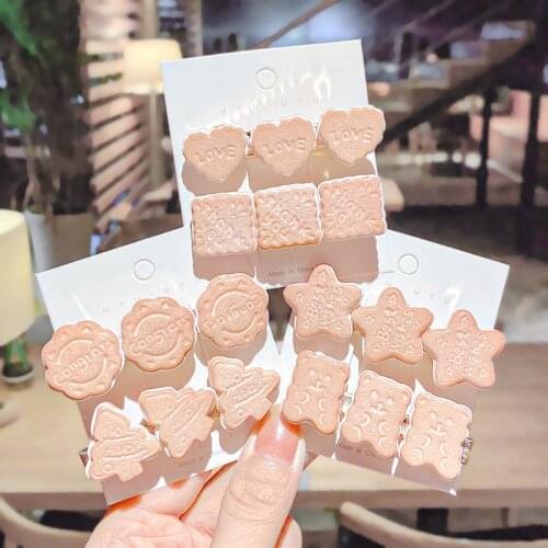 New Girls Cute Cartoon Bear Biscuits Hairpins Kids Sweet Hair Decorate Side Hair Clip Barrette Headband Fashion Hair Accessories