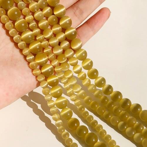 Wholesale Golden Champagne Cat Eye Beads Natural Stone Beads Jewelry Round Loose Spacer Beads for Jewelry Making 4/6/8/10mm