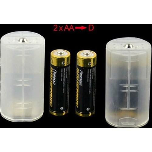 2xAA to D Size Battery Adapter Plastic AA to D Size Cool White Cell Battery Conversion Boxes for Battery