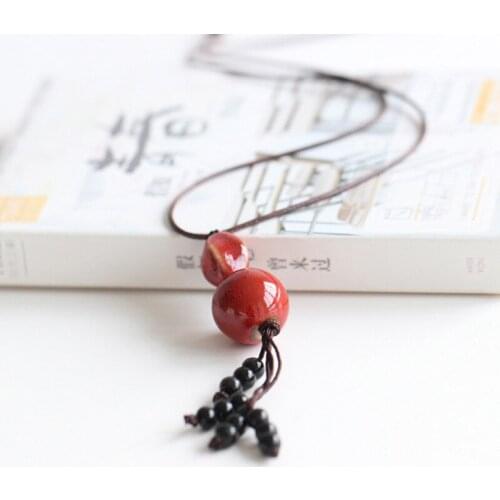 Ethnic Style Simple Ceramic Sweater Chain Necklace For Women Wedding Party Jewelry Boho Necklace Pendant