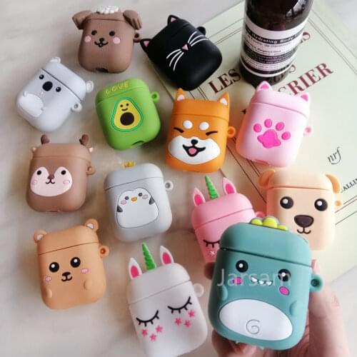 Cute Soft Wireless Earphone Case For AirPods 2 Silicone Charging Headphones Case for airpods case Protective Cover accessories