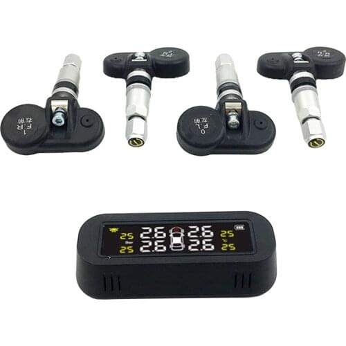 Solar USB TPMS LCD Car Tire Pressure Monitoring System + 4 Internal Sensors Set