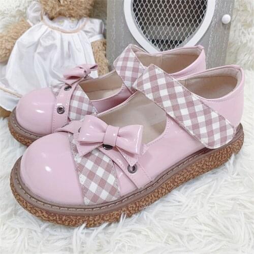 Sweet Girls Platform Kawaii Tea Party Japanese Cute Anime Mid Heel Lolita Shoes Velcro Round Toe Cosplay Jk Loli Shoe Big Size41