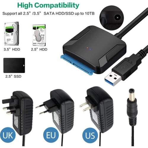 USB 3.0 To Sata Adapter Converter Cable USB3.0 Hard Drive Converter Cable Fast Transmission for 2.5/3.5 Inch HDD/SSD Adapter