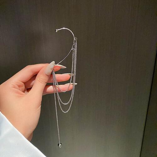 Vintage Hanging Earrings Without Pierced Silver Color Chain Tassel Ear Clips Earrings Woman Girls Ear Cuff Daily Party Jewelry